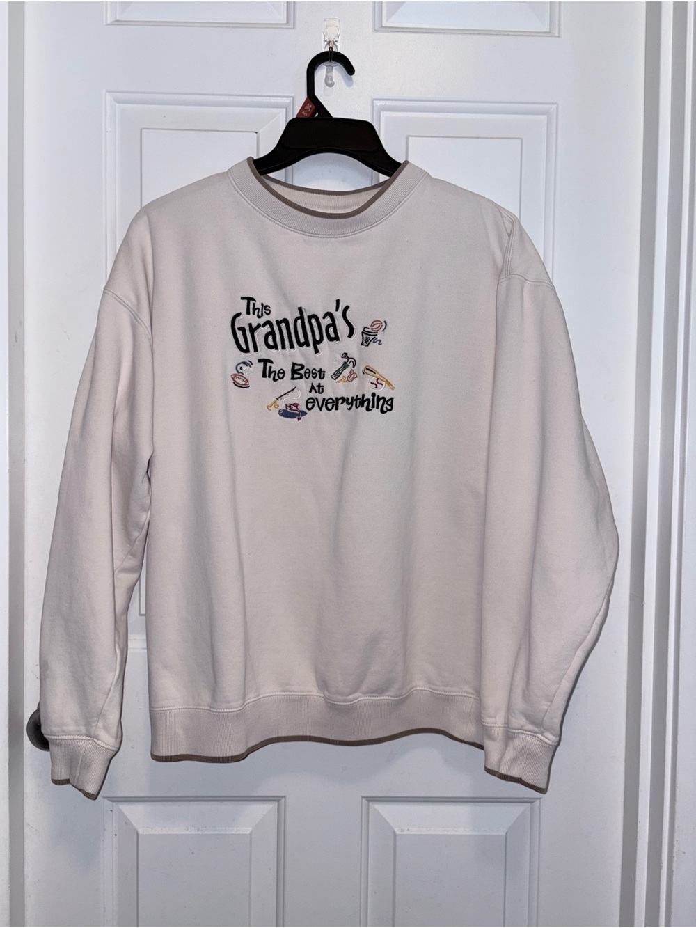 Grandpa's The Best at Everything White Crewneck Sweatshirt 80s